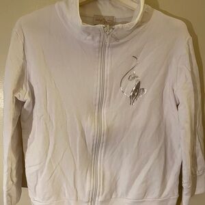 Baby Phat White Bomber Jacket with Silver Accent